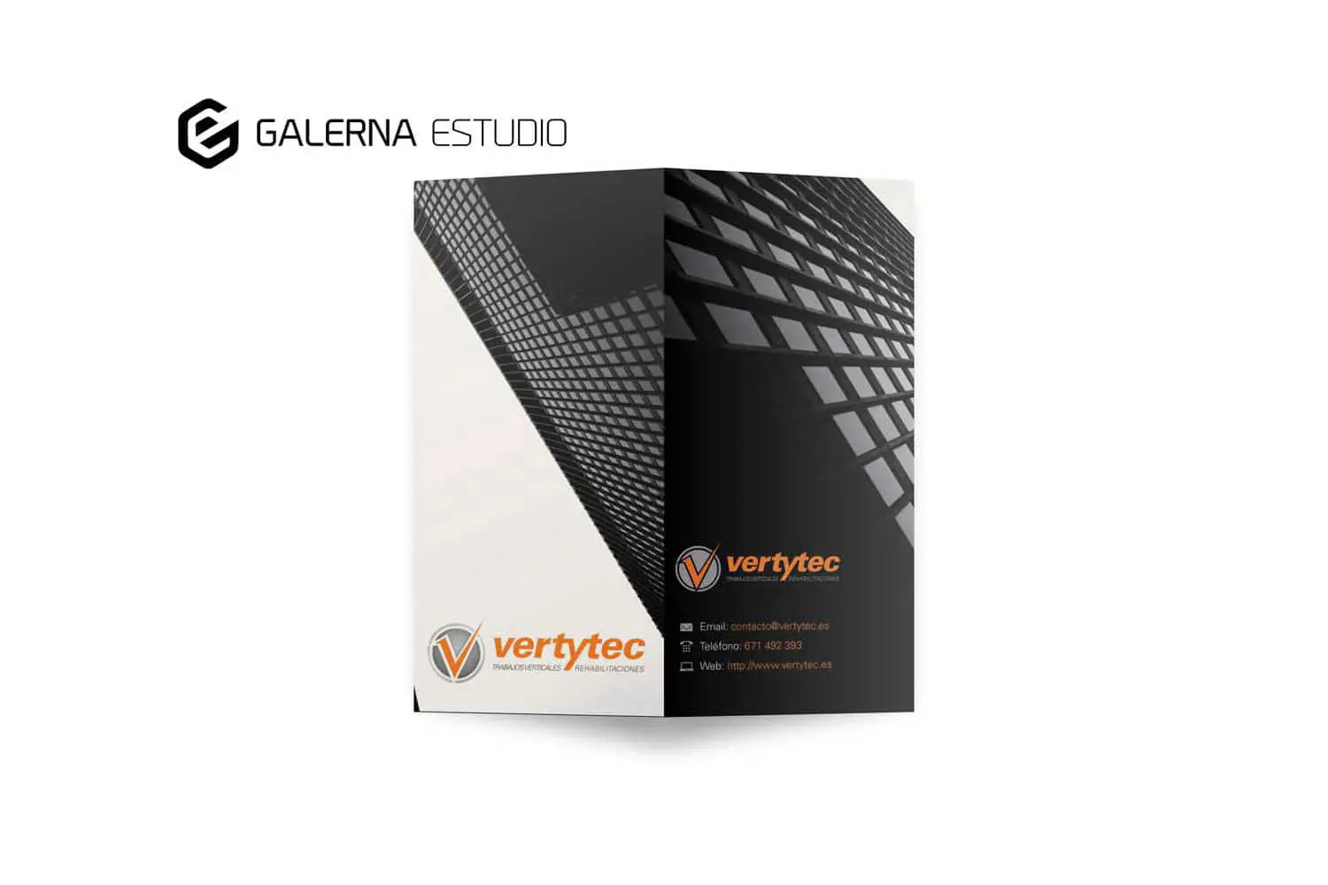 Diseño de folleto de empresa para Vertytec Trabajos Verticales en Gijón