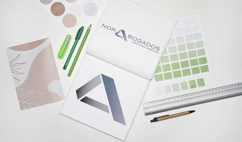 Creación logotipo papelería Norabogados, despacho abogados en Gijón