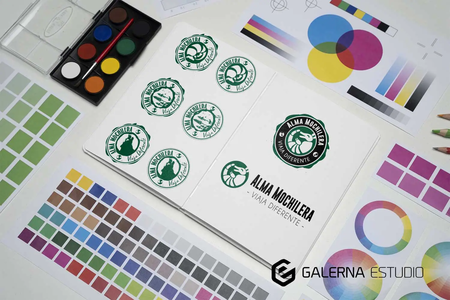 Diseño logo personalizado agencia experiencias Alma Mochilera