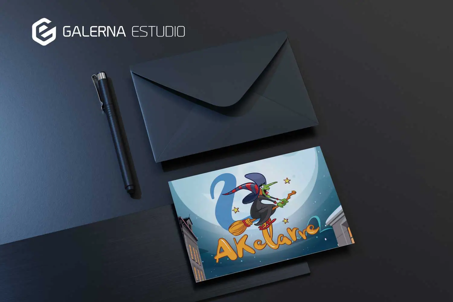 Diseño de sobre corporativo exclusivo para Akelarre administración de lotería