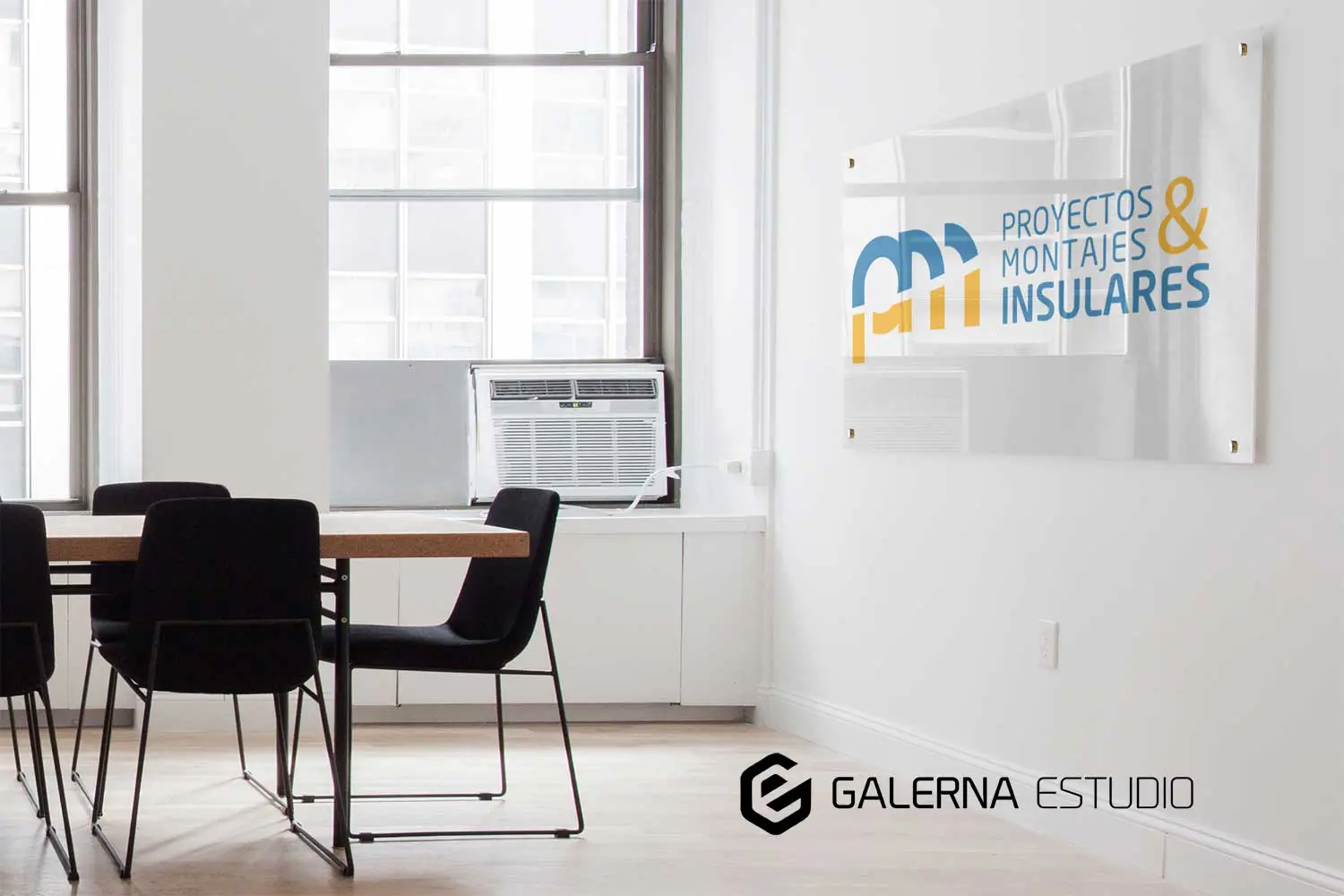 Diseño gráfico cartel corporativo Proyectos y Montajes Insulares.