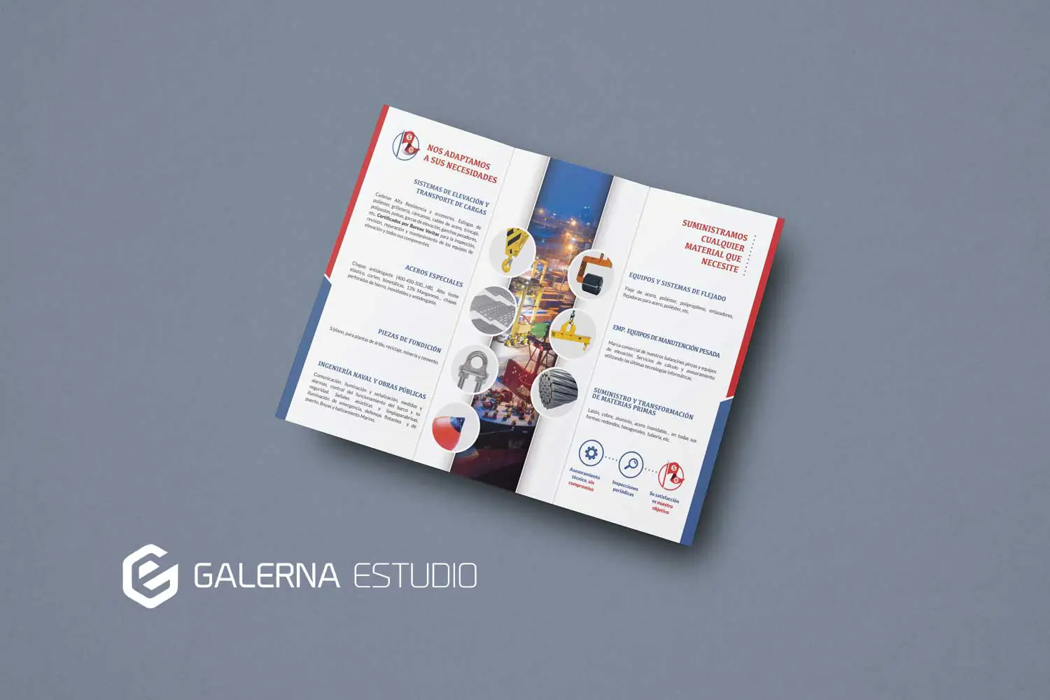 Diseño tríptico corporativo empresa naval Gijón Suminaval