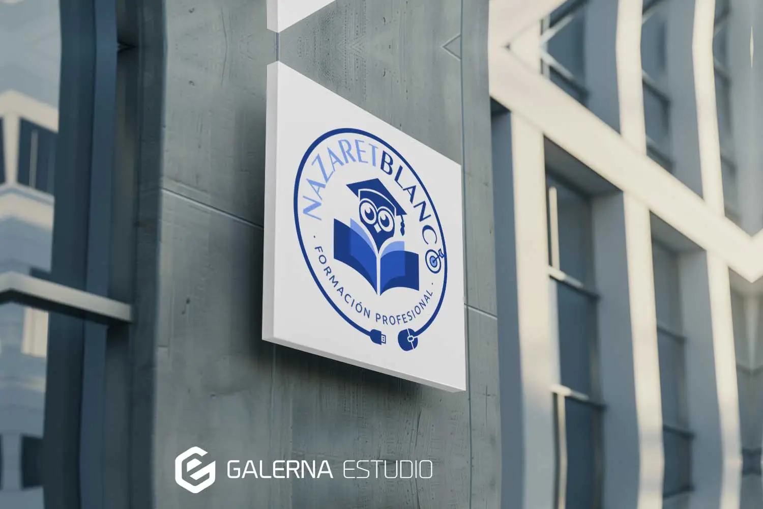 Diseño logotipo marca academia Nazaret Blanco