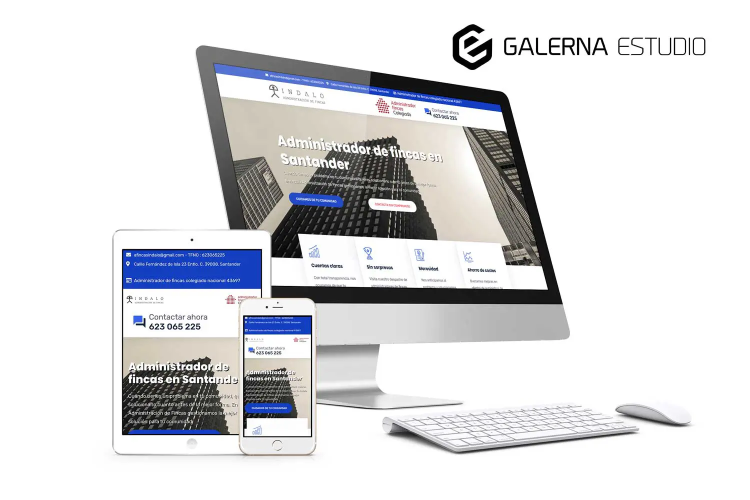 Desarrollo página responsive para Indalo, asesoría y gestión de fincas.