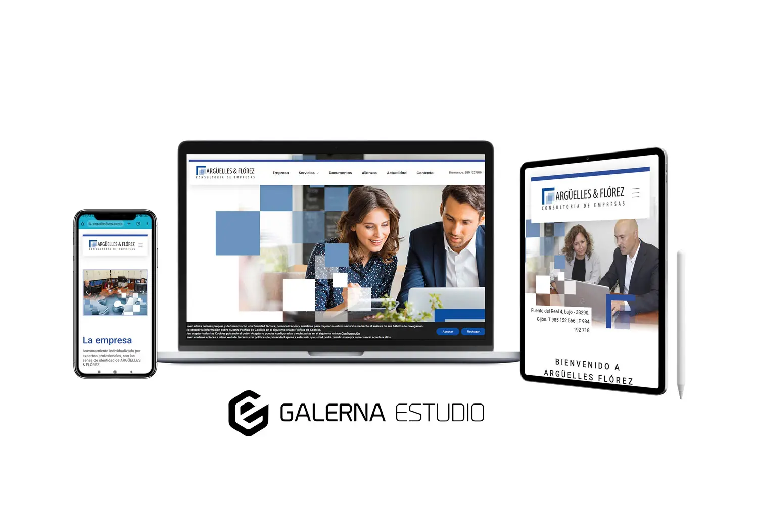 Diseño web corporativo WordPress Argüelles Florez, asesoría legal Gijón