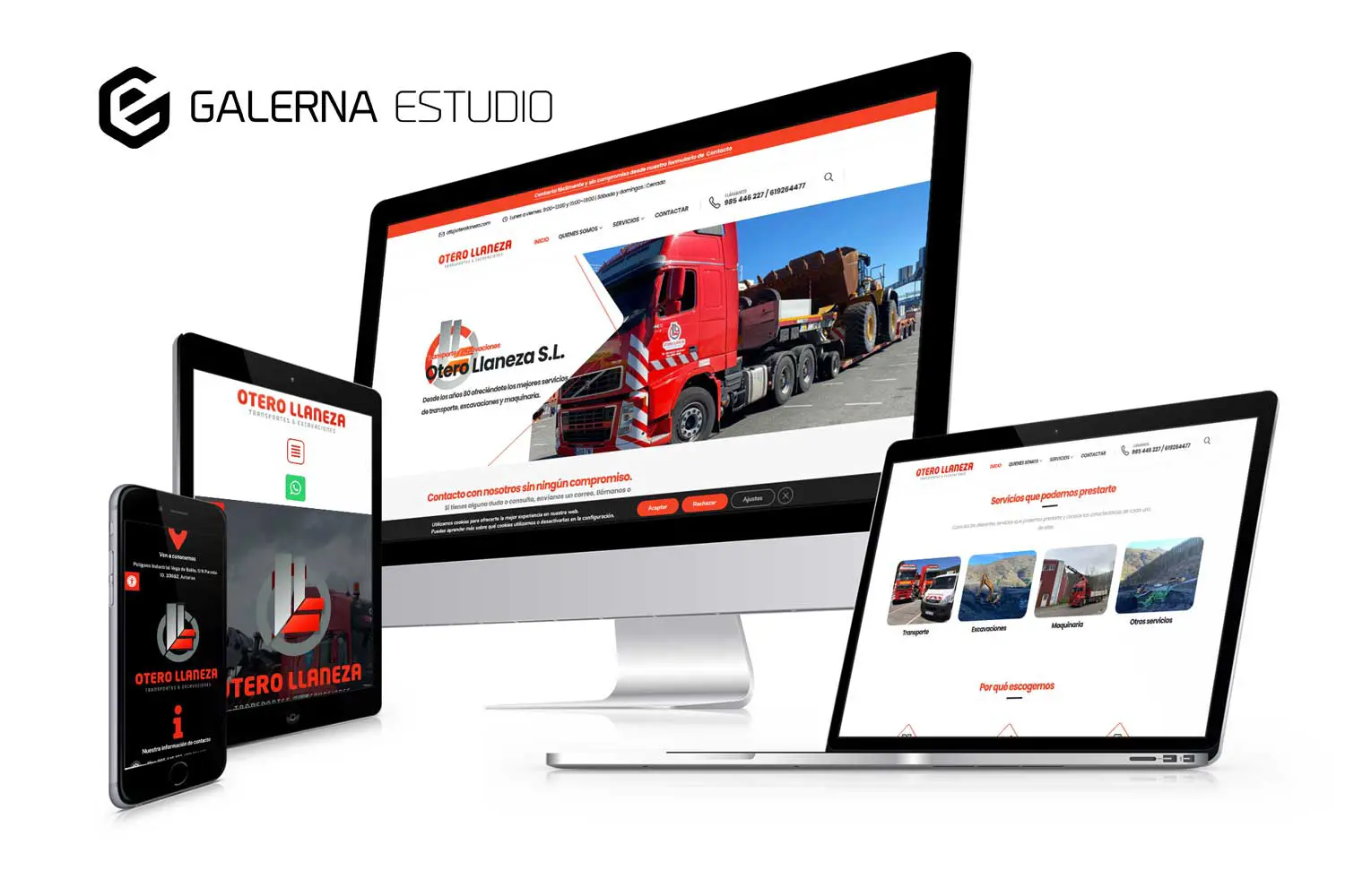 Diseño web corporativo Otero Llaneza, transportes Asturias