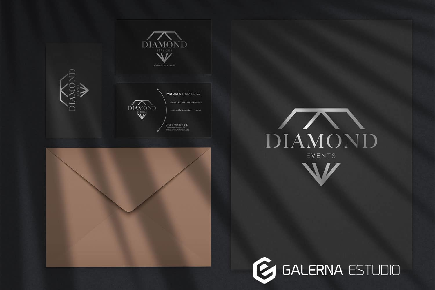 Diseño tarjetas corporativas papelería Diamond Services