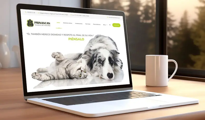 Página web Wordpress tanatorio animales Gijón Prinascan