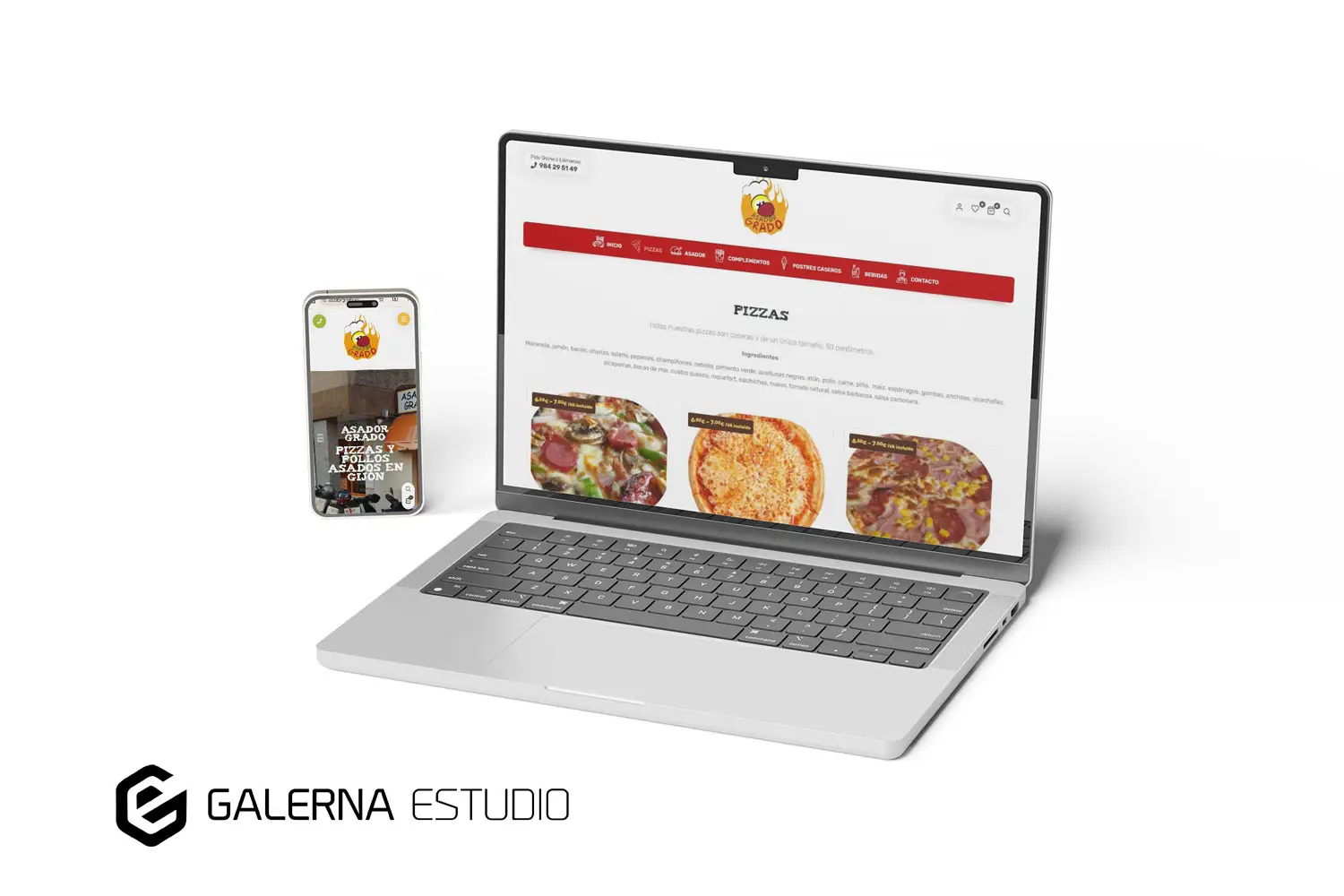Diseño tienda online venta de pizzas pollos Gijón