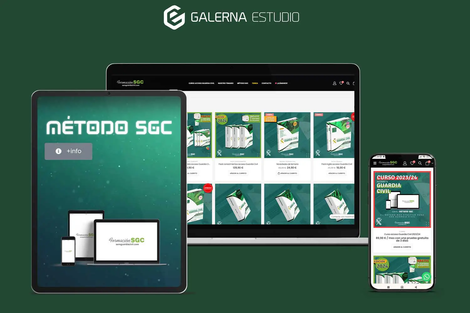 Diseño web WordPress tienda online academia formación Guardia Civiles