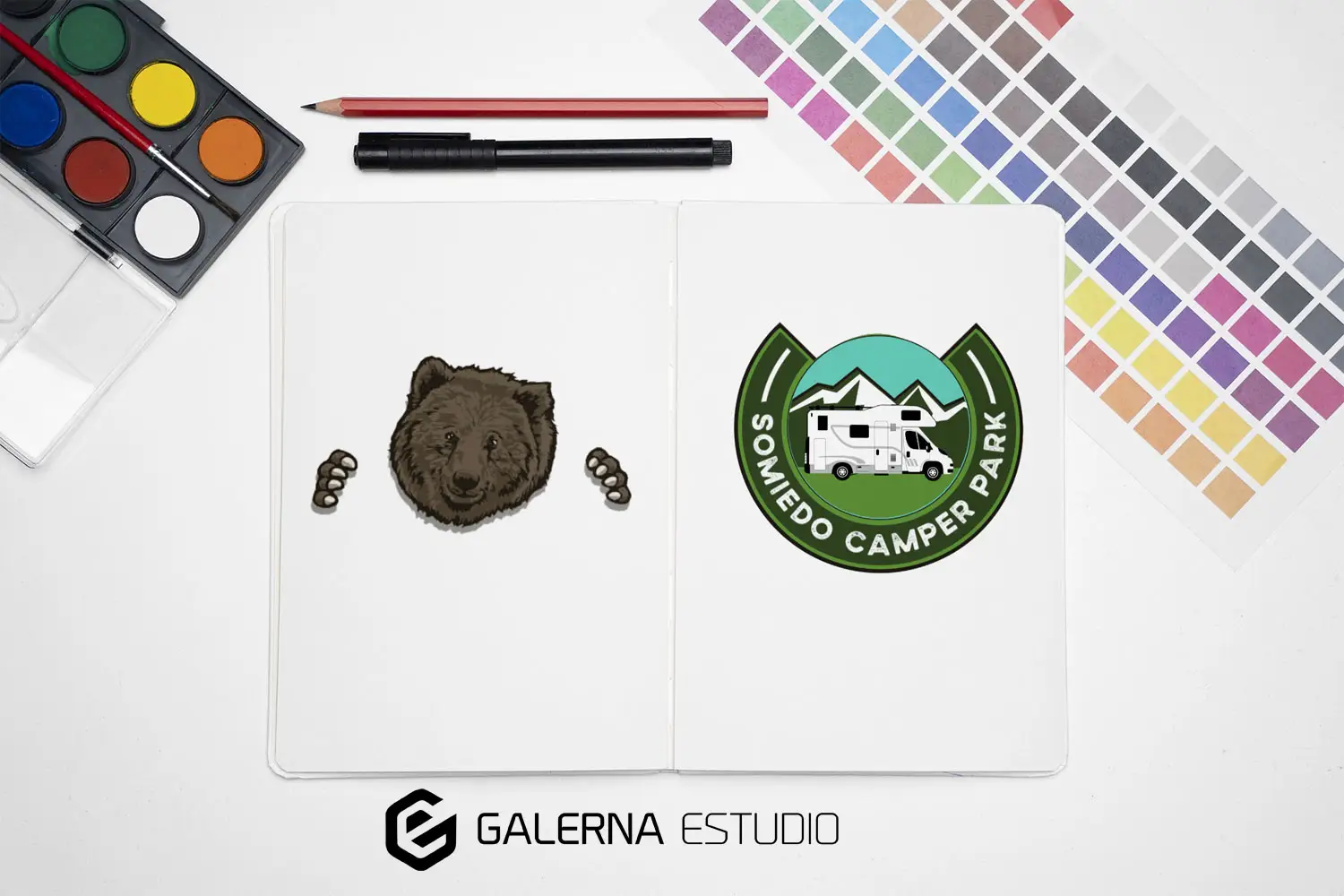 Diseño gráfico personalizado logotipo Somiedo Camper Park Asturias