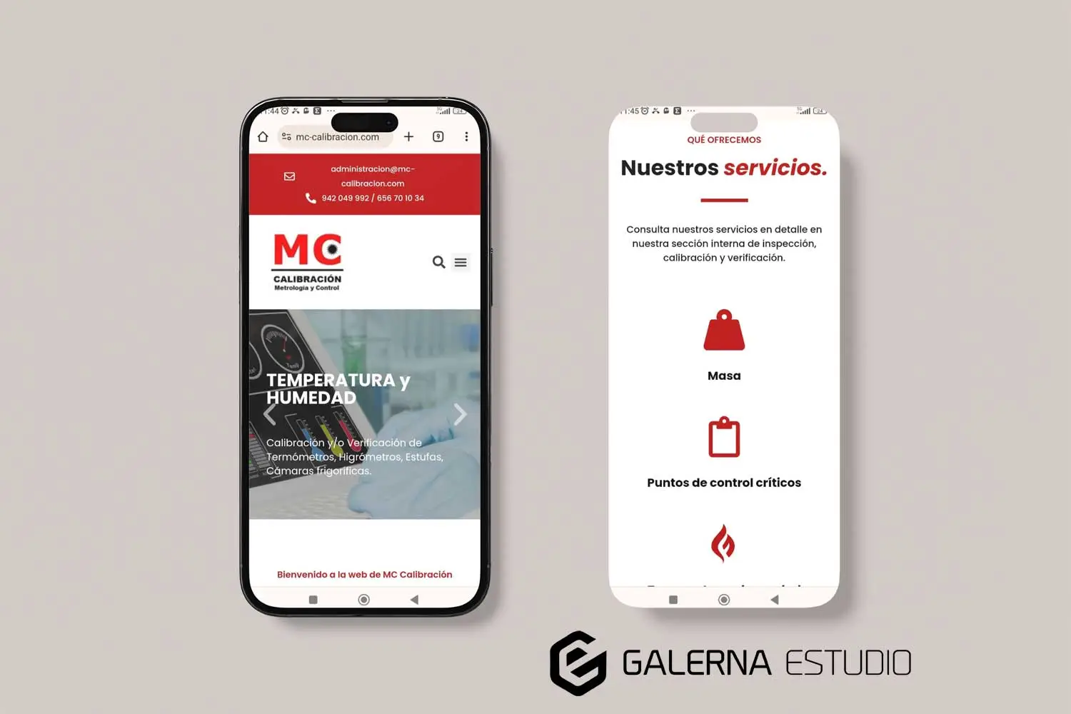 Página web WordPress adaptada móviles MC Calibración Santander