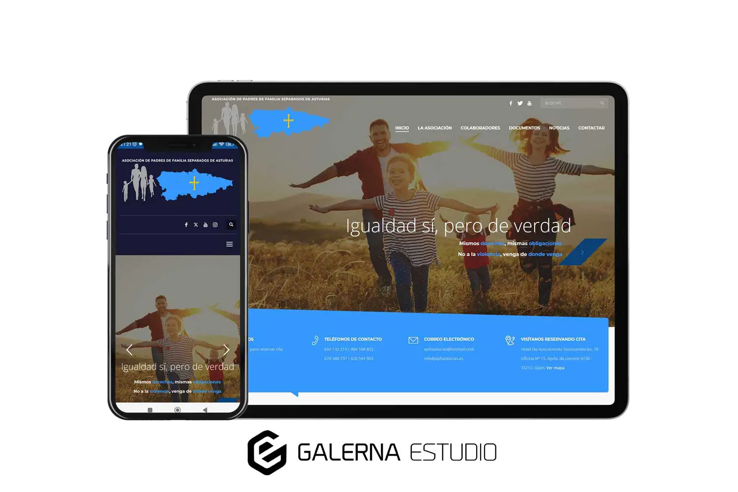 Página web Wordpress adaptada móviles Asociación de Padres Separados Asturias